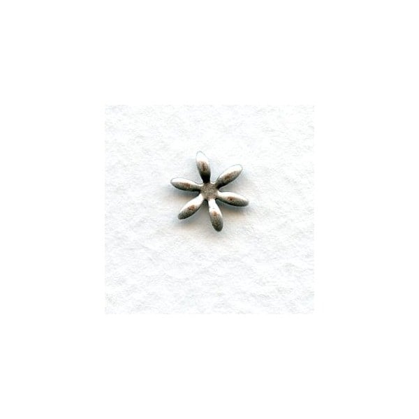 Tiny Flower Shapes 8mm Oxidized Silver Smooth Petals (24)