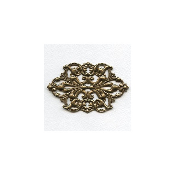 Large Oval Openwork Stamping Oxidized Brass (1)