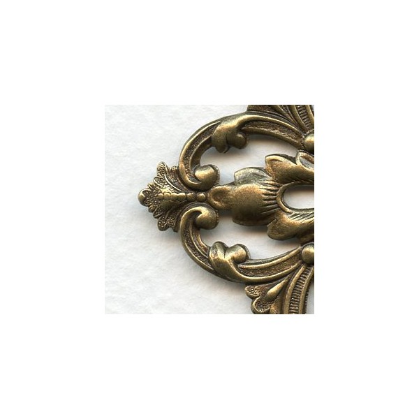 Large Oval Openwork Stamping Oxidized Brass (1) - Image 2