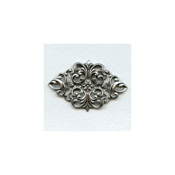 Exceptional Oxidized Silver Stamping Oval 57mm (1)