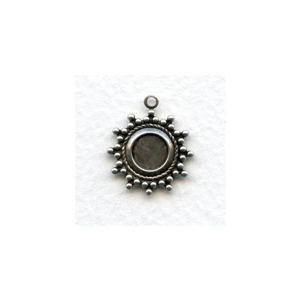 Bead Detail Oxidized Silver 7mm Setting Pendants (6)