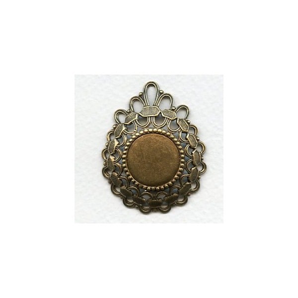 Ribbon Detail Pendant Stamping Oxidized Brass 47mm (1)