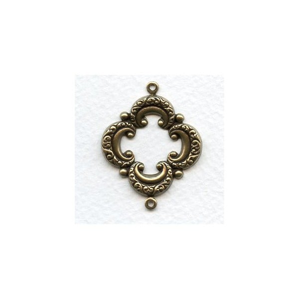 Open Quatrefoil Connector Oxidized Brass 39mm (6)