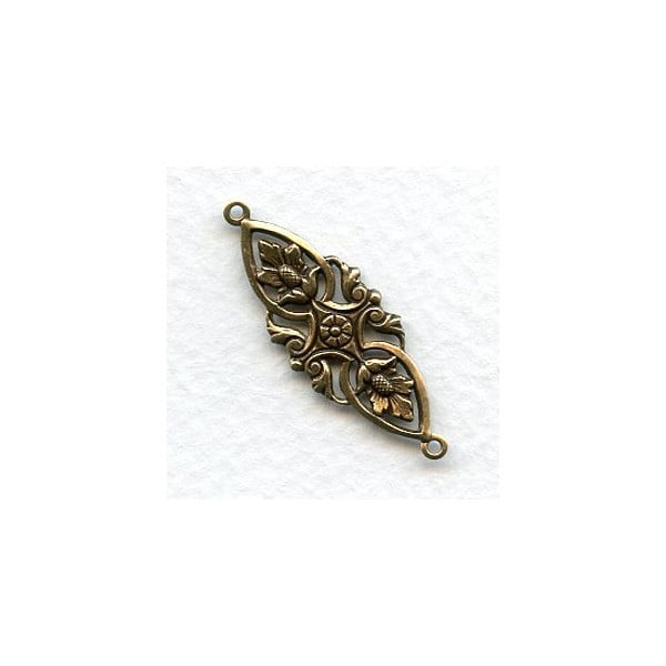 Floral Openwork Connector Oxidized Brass 35mm (6)