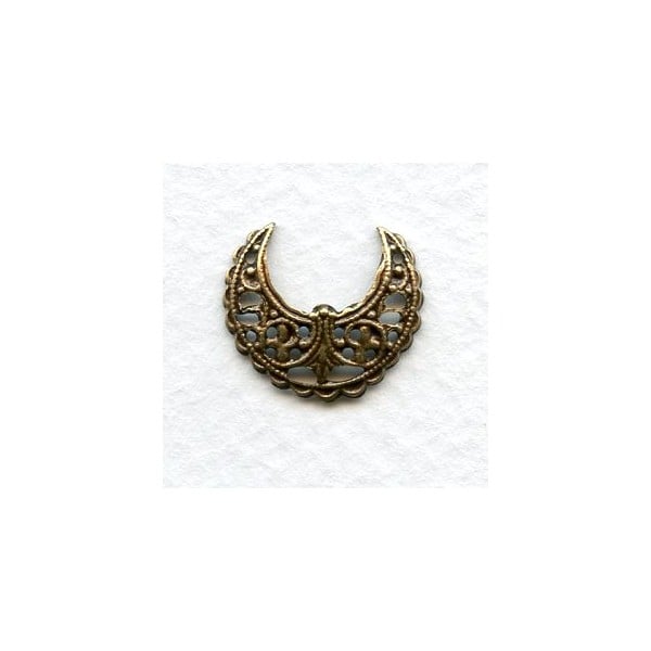 Smaller Half Moon Filigree Oxidized Brass 17mm (6)