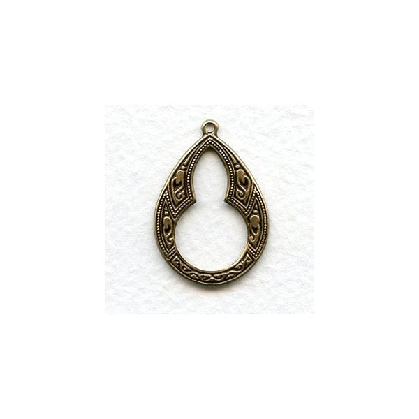 Moroccan Style Oxidized Brass Pendant Hoops 29mm (6)