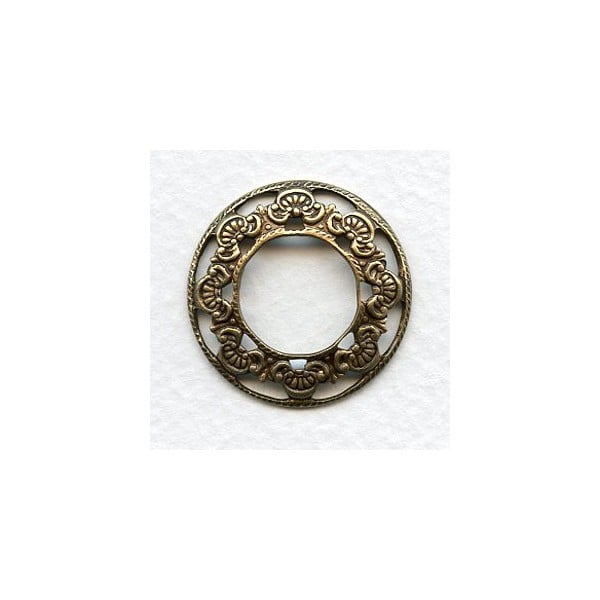 Floral Porthole Settings Oxidized Brass 23mm (6)