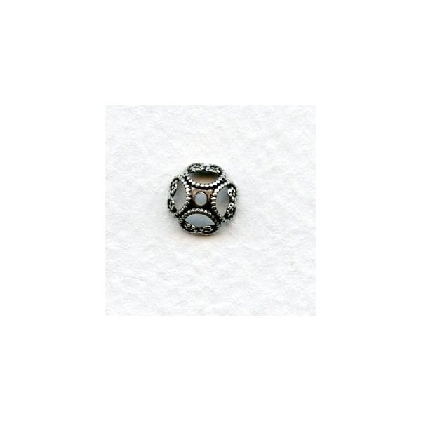 Unique 8mm Filigree Bead Caps Oxidized Silver (12)