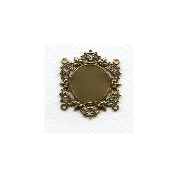 Filigree Edge 18mm Setting Connectors 4-Loops Brass (3)