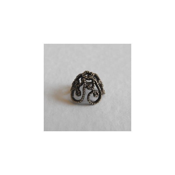Victorian Style Filigree Bead Caps Oxidized Brass (6)