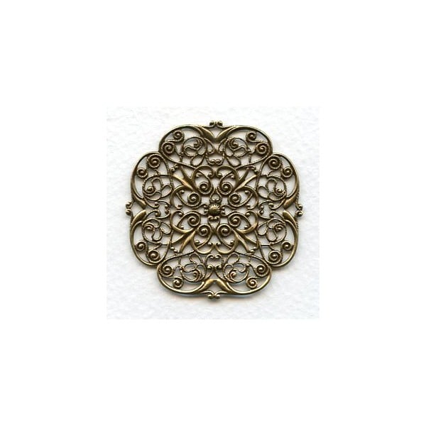 Filigree Ornate Flat 48mm Oxidized Brass (1)