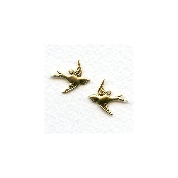 Bird Pendants Raw Brass (6 Pairs)