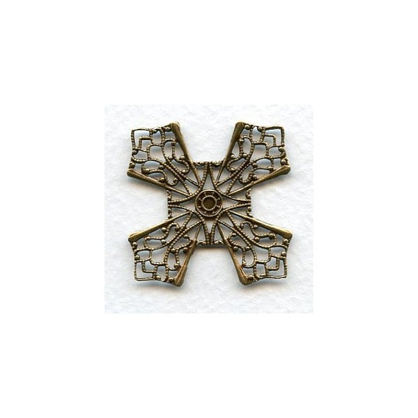 ^Flat Filigree Four Points Oxidized Brass 32mm (1)
