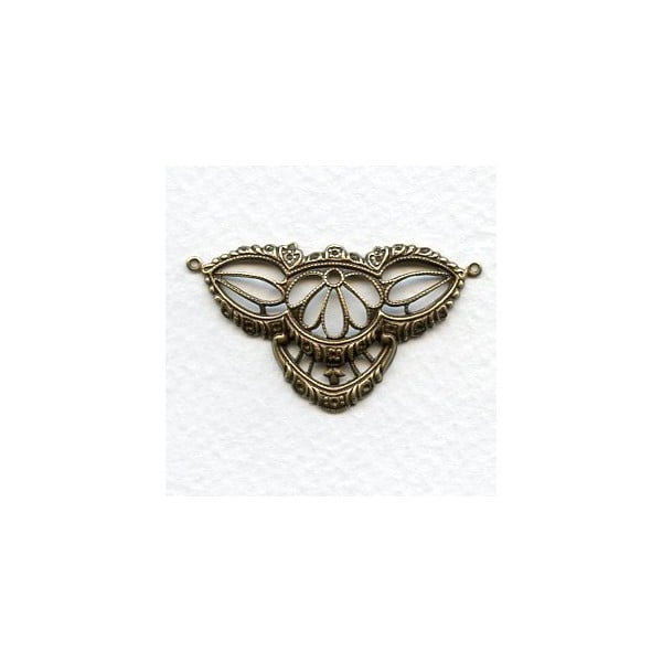 Victorian Style Necklace Connectors Oxidized Brass 42mm (2)