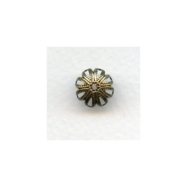 Floral Detail Bead Caps Oxidized Brass 12mm (12)