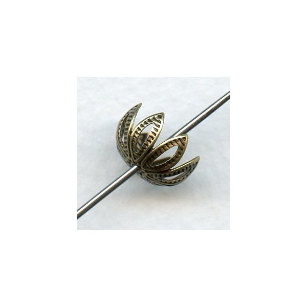 Floral Detail Bead Caps Oxidized Brass 12mm (12) - Image 2