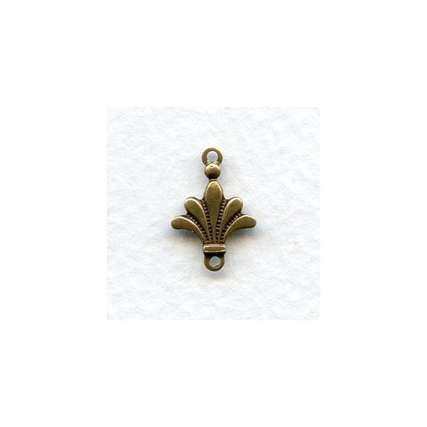 Fleur-de-lis Connectors 2 Loops Solid Oxidized Brass (6)