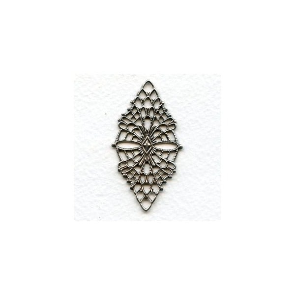 Fine Detail Diamond Shaped Filigree Oxidized Silver (1)