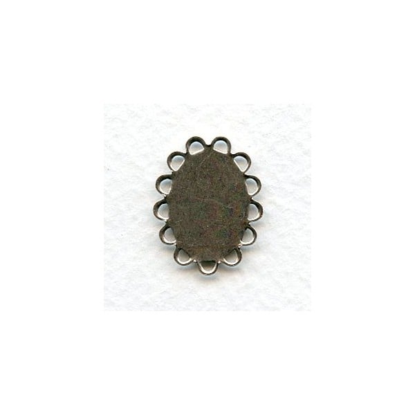 Flat Lace Edge Setting Base 18x13mm Oxidized Silver (12)