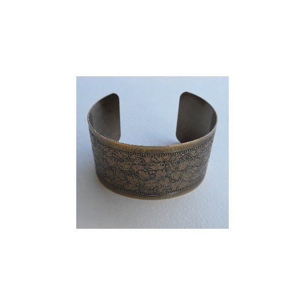 Floral Embossed Oxidized Brass Cuff 37mm