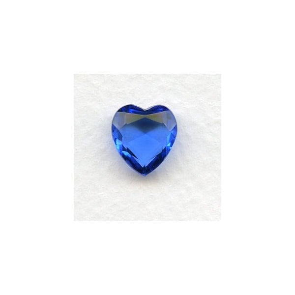 ^Sapphire Glass Heart-Shape Stones Unfoiled 12x11mm
