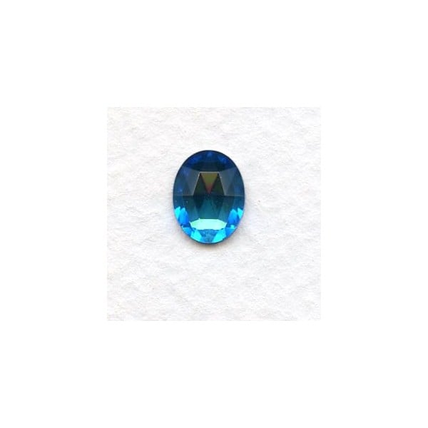 Bermuda Blue Flat Back Faceted Top 10x8mm