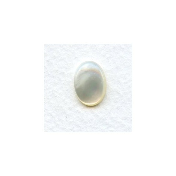 White Mother of Pearl 14x10mm Shell Cabochons (2)