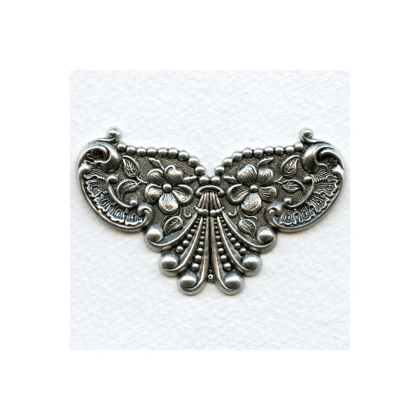 Floral Plaque Oxidized Silver 67mm
