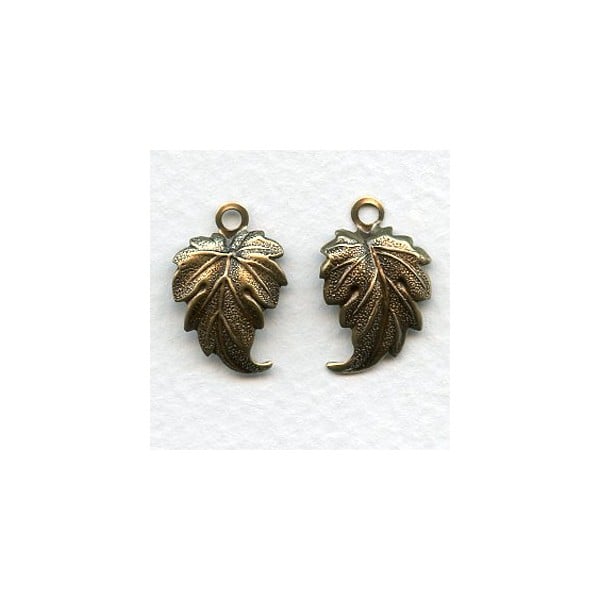 Detailed Leaf Pendants Oxidized Brass 21mm (2 pair)
