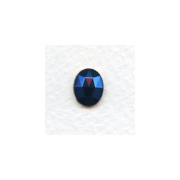 Iris Blue Flat Back Faceted Top 10x8mm Jewelry Stones (4)