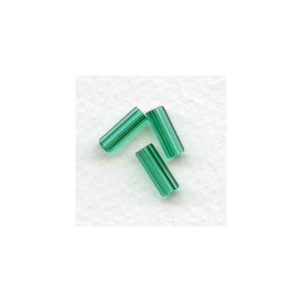 Emerald Czech Glass Hex Tube Beads 10x4mm