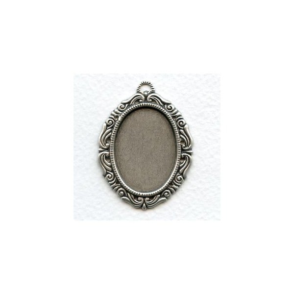Ornate Settings 30x22mm Oxidized Silver (2)