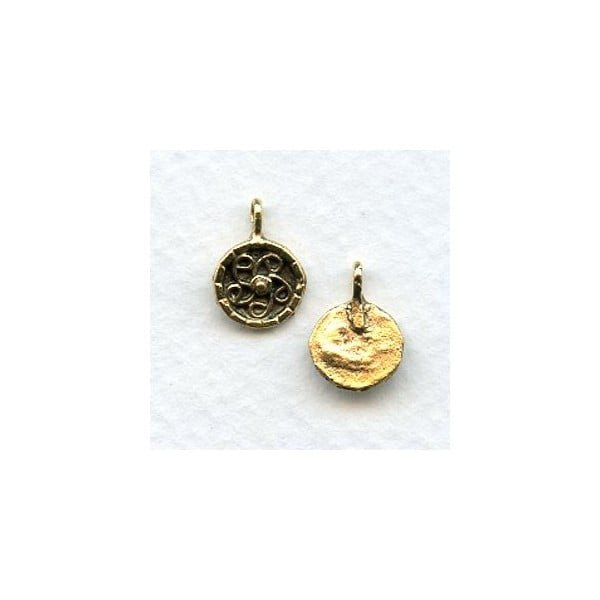 Swirl Design Earring Tops or Pendants Antique Gold (4)