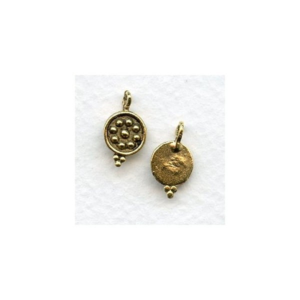 Bead Detail Earring Tops or Pendants Antique Gold (4)