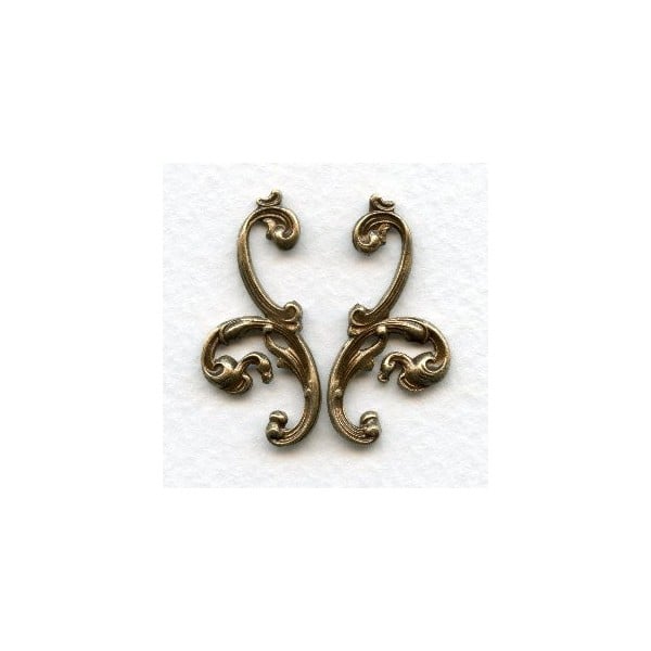 Grand Flourish Scrolls Oxidized Brass 33mm (1 set)