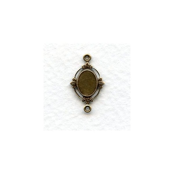 Floating leaves Connector Settings 8x6mm Oval Oxidized Brass (6)