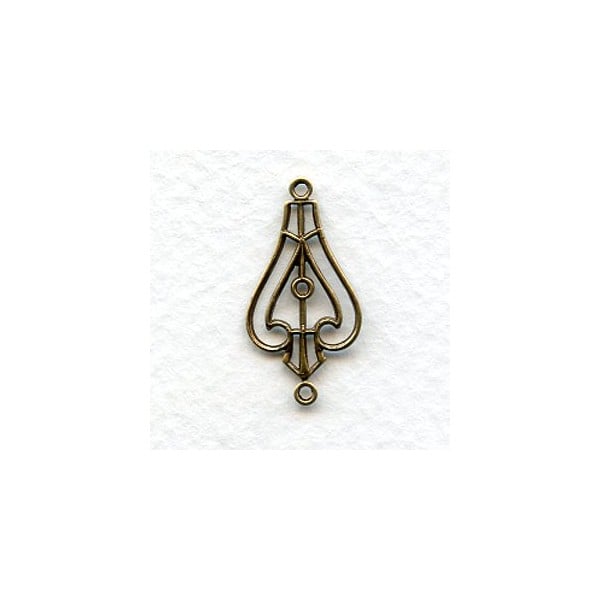 Ornate Openwork Filigree Connectors Oxidized Brass (6)
