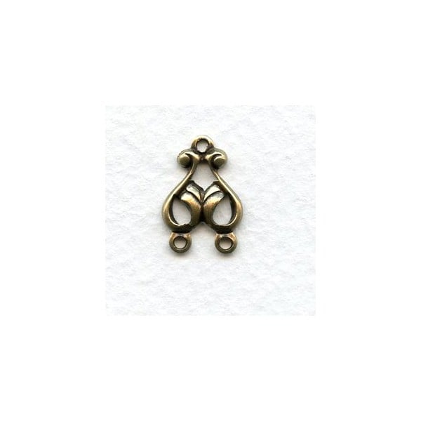 Art Nouveau Style Oxidized Brass 3 Way Connectors 16mm (12)