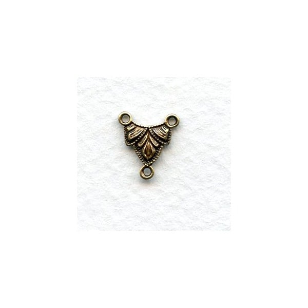 Three Loop Ornate Connectors Oxidized Brass (12)