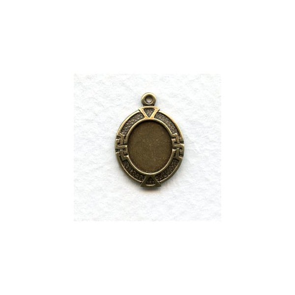 Greek Key Settings 20x15mm Oxidized Brass (2)