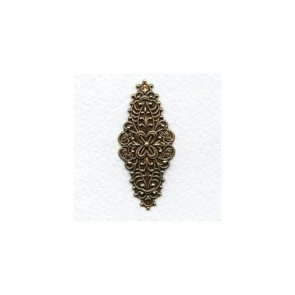 Embossed Navette Shapes Oxidized Brass 49x21mm (6)
