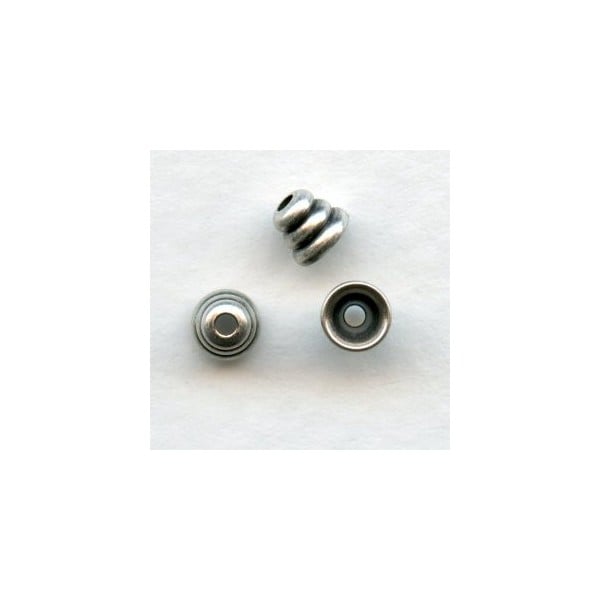 Beehive Oxidized Silver Spacer Bead Caps 3x4mm (24)