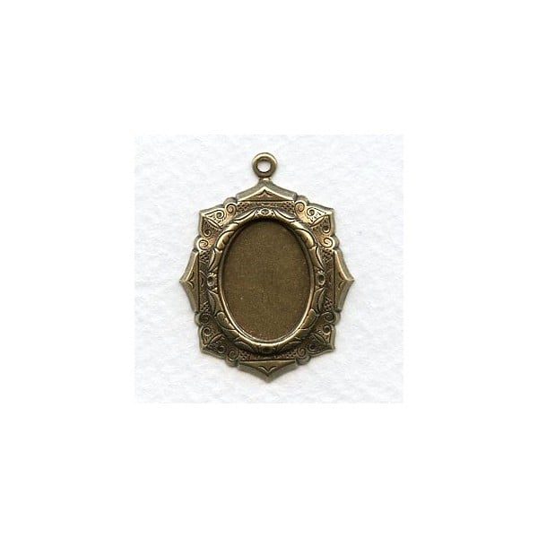 Elaborate Setting Pendants 18x13mm Oxidized Brass (6)