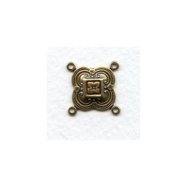 Quatrefoil Connectors Oxidized Brass 4 Loops (6)