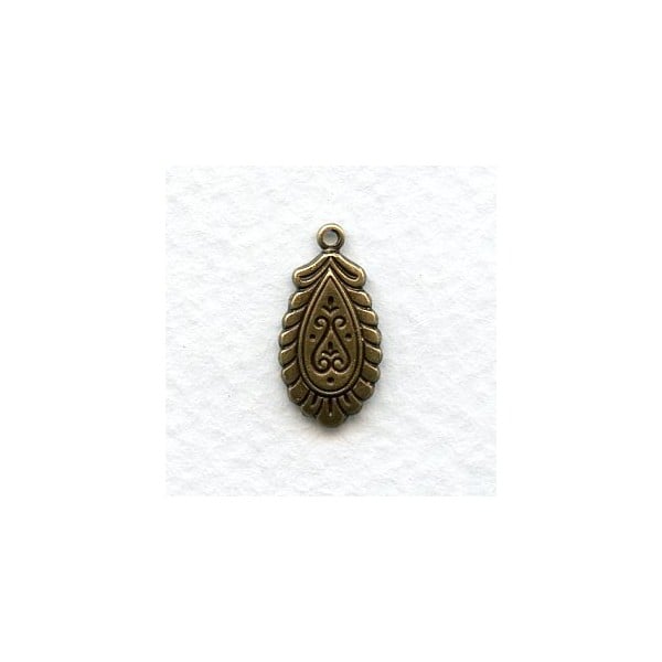 Embossed Pendant Drops 18x9mm Oxidized Brass (12)