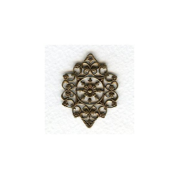 Openwork Filigree Floral Details Oxidized Brass 29mm (2)