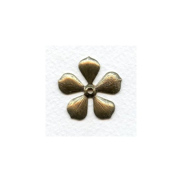 Rounded Petal Flowers Oxidized Brass 28mm (4)