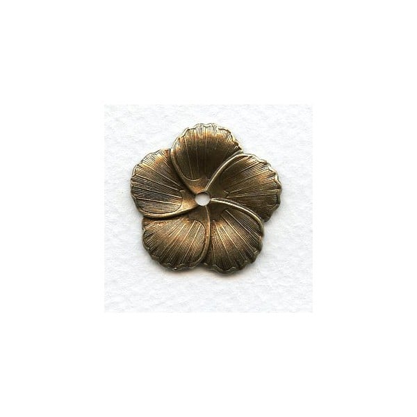 Rounded Petal Flowers Oxidized Brass 28mm (4)