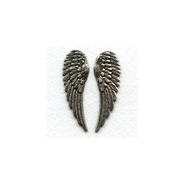 Detailed Oxidized Silver Wings 46mm (1 set)