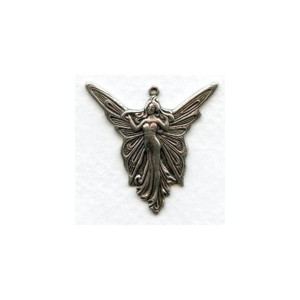 Angel Fairy Goddess 30mm Pendants Oxidized Silver (6)